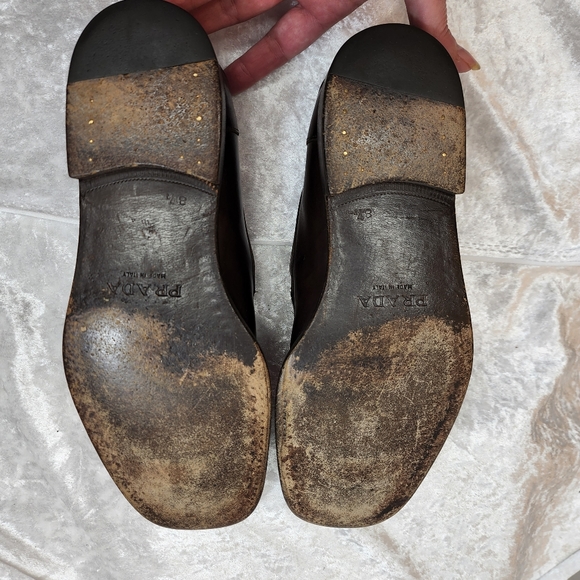PRADA Leather Loafers Men's Prada Size 8.5 US 9.5 Made in Italy ๐ฎ๐น - Picture 7 of 8